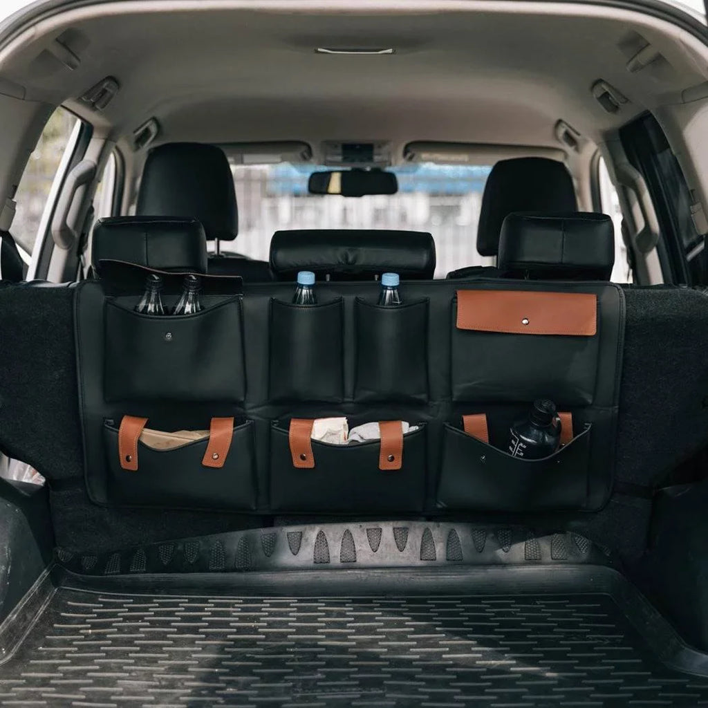 Hanging Car  Trunk Organizer Black Brown Eco Leather Owleys Storage Accessories With Pockets Waterproof