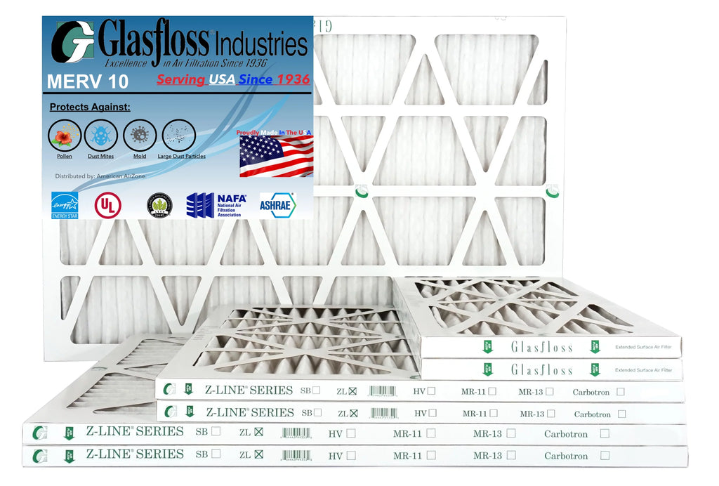 Glasfloss 15x20x1 -  10 -Qty:6 - Furnace Air Filter - Made in  (Actual Size: 14.5 x 19.5x7/8 inch)
