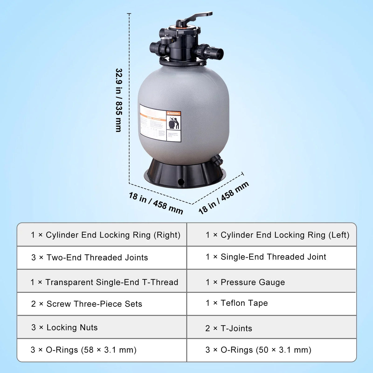 Swimming Pool Sand Filter 19" Above Inground Sand Filter with 7-Way Valve