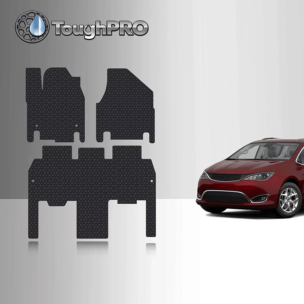 Floor Mat Accessories Set (Front Row + 2nd Row) Compatible with Chrysler Pacifica Hybrid - All Weather - Heavy Duty - 2021