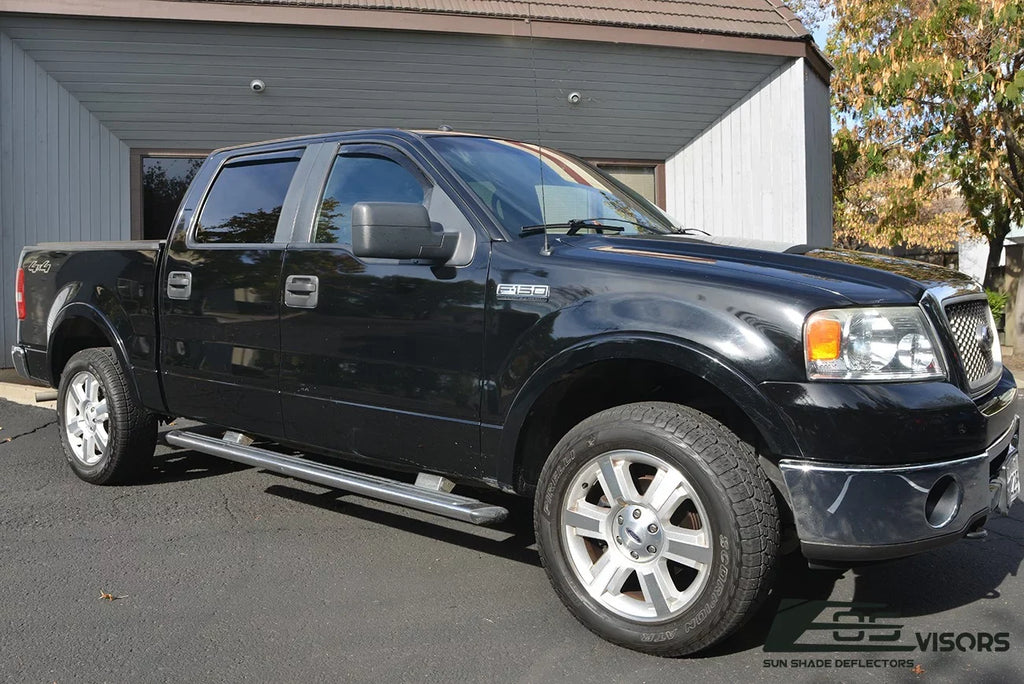 Extreme Online Store  Visors in-Channel Style Side Vents Rain Guard Window Deflectors for 2004-2008 Ford F-150 Crew Cab Models