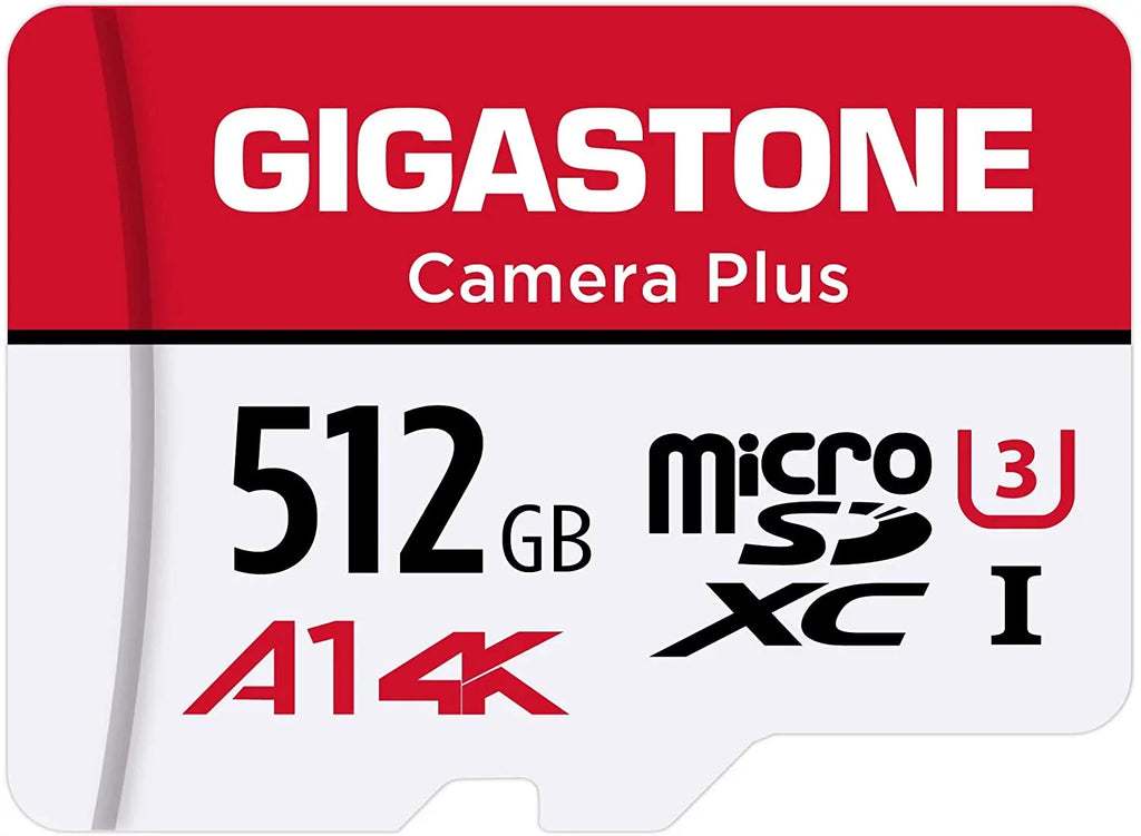Gigastone 512GB Camera Plus Micro  memory Card 100MB/s, Full  Video, U1 Class 10 compatible with Nintendo Switch Dash Cams GoPro Camera Samsung Canon Nikon Drone