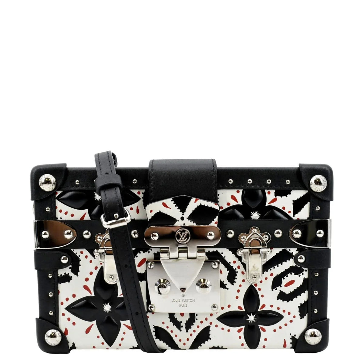 Pre-owned   Petite Malle Graphic Print Leather Crossbody Bag Black/Multicolor