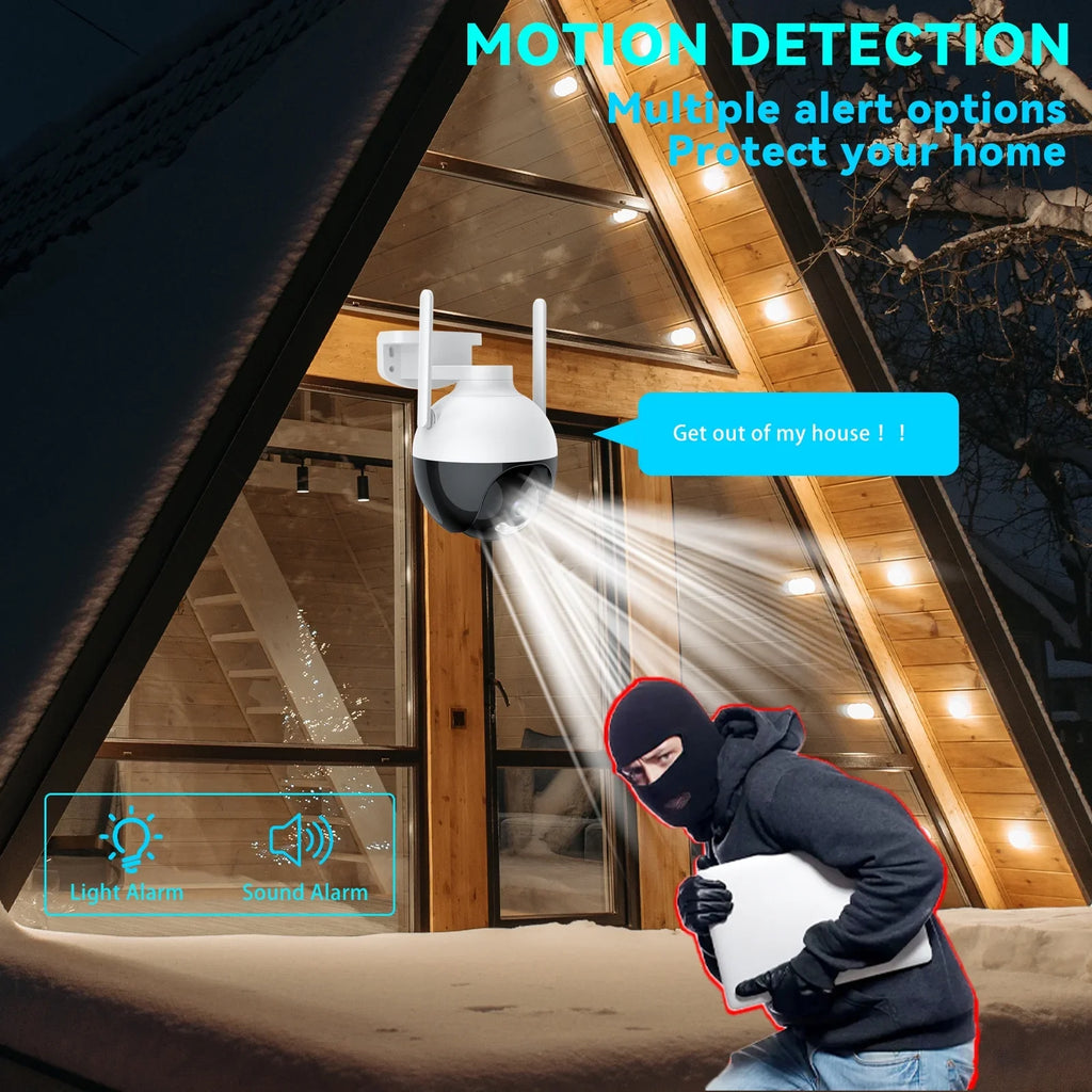 Lixada WiFi 4MP  Camera Wireless  Home System 360° View Color Night Vision 2-Way Audio Motion Detection Remote Access Waterproof IP66