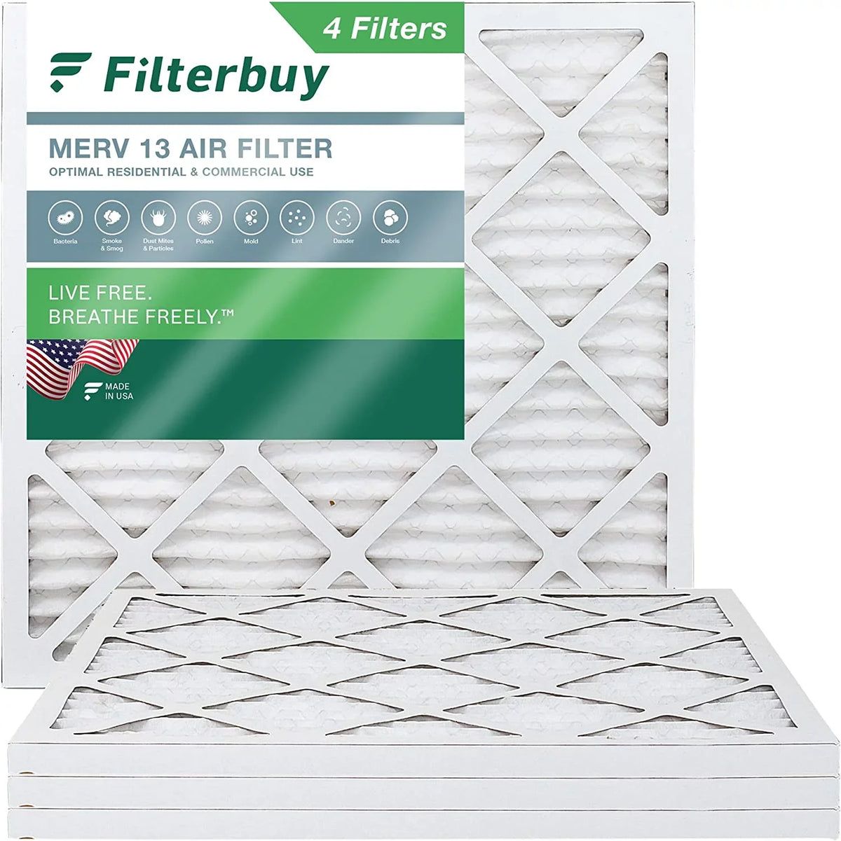 Filterbuy 16x16x1  13 Pleated   Furnace Air Filters (4-Pack)