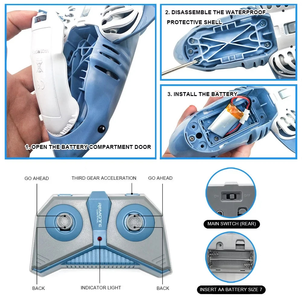 Shark 2.4G Electric Simulation Waterproof Fish 20 Minutes Long Battery Life Summer Water Swimming Toddlers Toys
