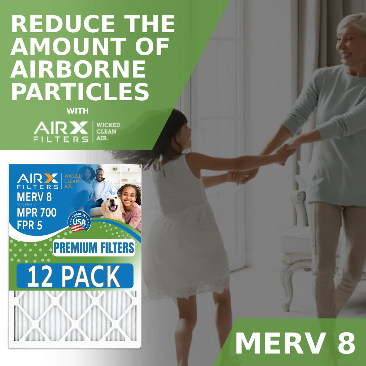 12x12x1 Air Filter  8 Rating, 12 Pack of Furnace Filters Comparable to  700 &  5 - Made in  by     .