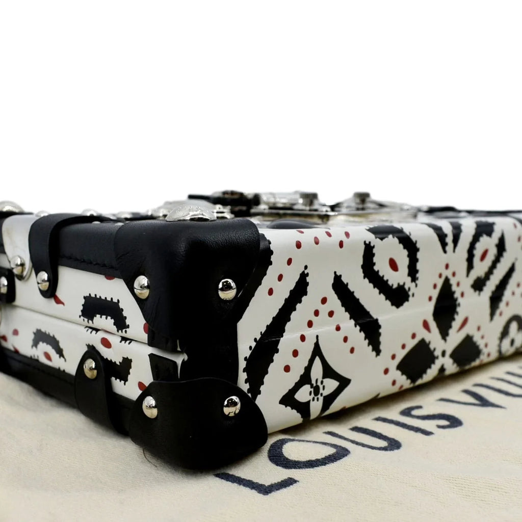 Pre-owned   Petite Malle Graphic Print Leather Crossbody Bag Black/Multicolor