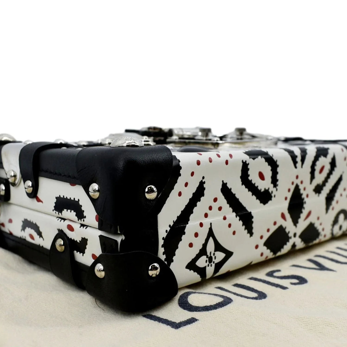Pre-owned   Petite Malle Graphic Print Leather Crossbody Bag Black/Multicolor