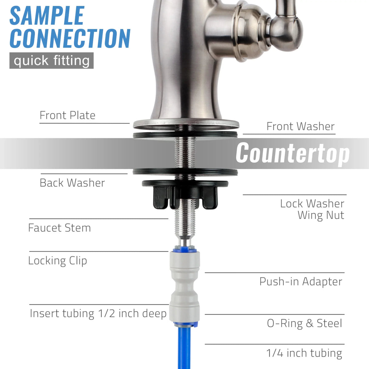 iSpring GK1- Heavy Duty Reverse Osmosis, High Spout Kitchen Bar Sink Drinking Water, Contemporary  Faucet, Brushed Nickel