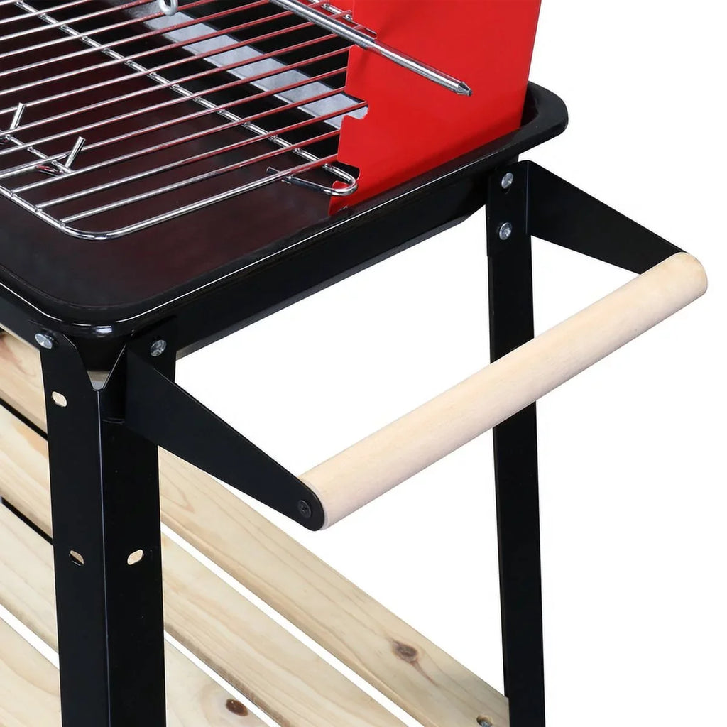 27 Inch Portable Charcoal Grill with Wheels for Outdoor Cooking Barbecue Camping  Coal Grill Heavy Duty Square for Small Patio Backyard