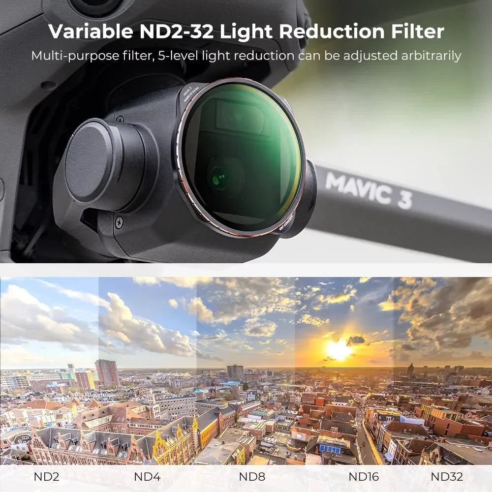 Variable ND2-ND32 (1-5 Stops)  Filter for  Mavic 3 / Mavic 3 Cine, Neutral Density Filter with 28