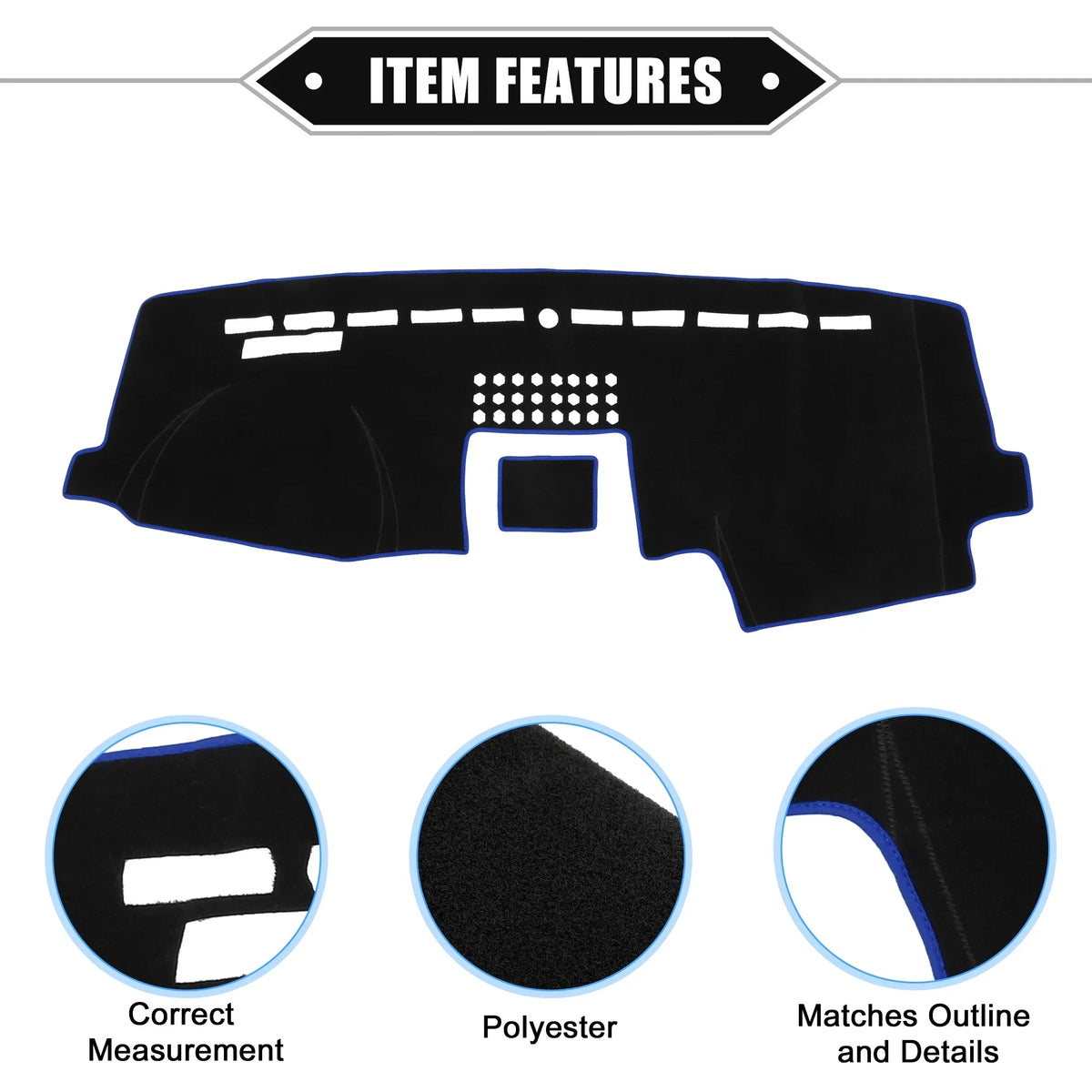 Unique Bargains Car Center Console Dashboard Cover Mat for Ford F150 2015-2020 Protective Polyester Black Blue