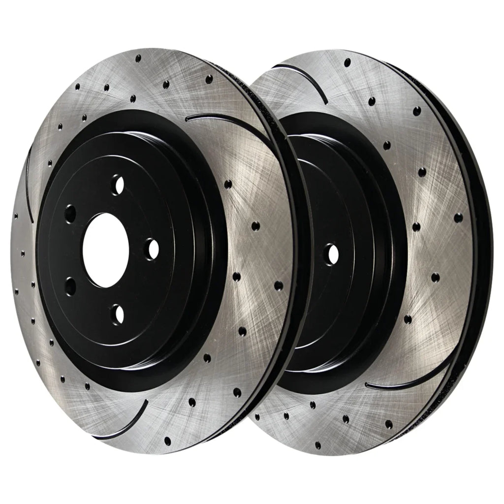 AutoShack Front and Rear Drilled Slotted Brake Rotors Black Set of 4 Replacement for 2012 2013 2014 Chrysler 200 2008-2009 Dodge Caliber 2012-2014 Avenger 2.4L 3.6L V6  BRAKEPKG1085