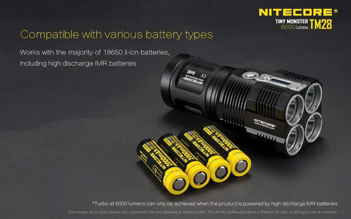 Outdoor Value Pack: Nitecore TM28 Searchlight  and  E4K Flashlight -Both can be Recharged on the go or at home