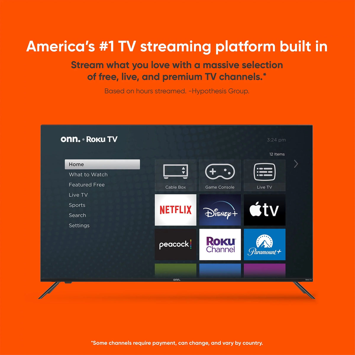 onn. 55”  4K  (2160p) Roku Smart  with Dolby Atmos, Dolby Vision, Local Dimming, 120hz Effective Refresh Rate, and  (100071701)