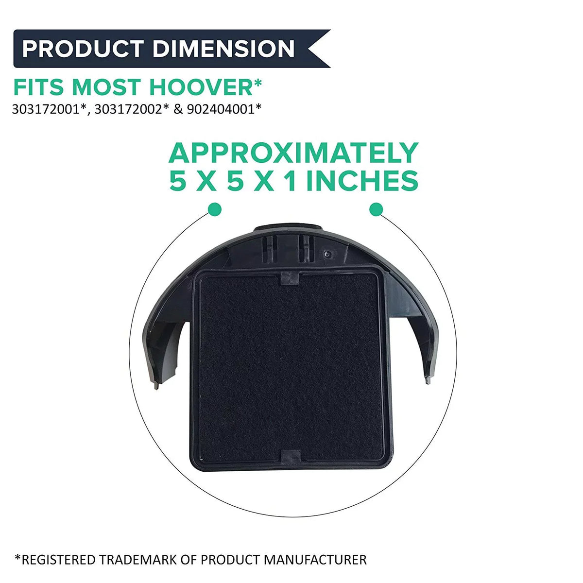 1 Pack of Crucial Vacuum Filters Compatible With Hoover Windtunnel, Rewind T-Series  Style Cartridge Filter; Fits Part # 303172001 303172002 902404001 Models: UH70120 UH70600 UH70601 UH70603 Bulk