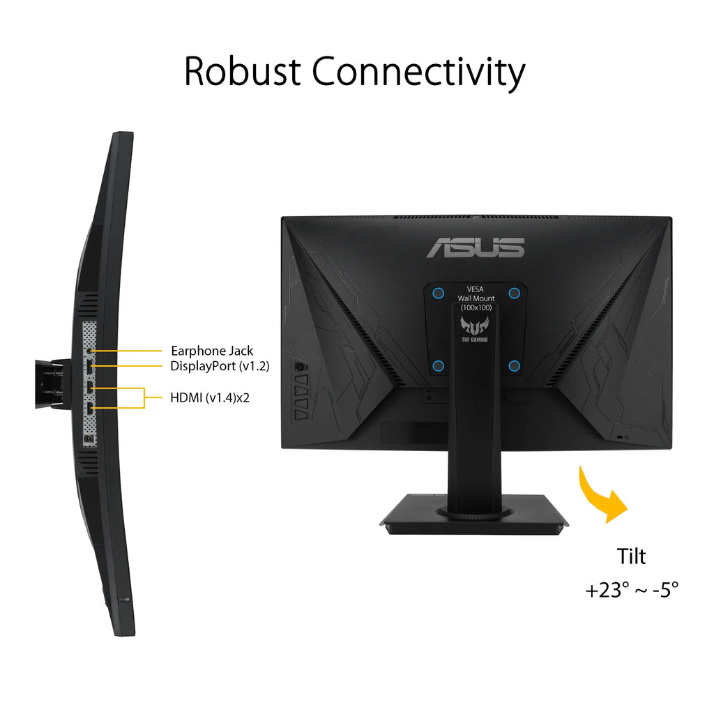 Gaming 23.6" 1080P Curved Gaming Monitor, - Full , 165Hz, 1ms, Extreme Low Motion Blur, Adaptive-Sync, FreeSync Premium, Shadow Boost,  Mountable, DisplayPort,  - VG24VQE