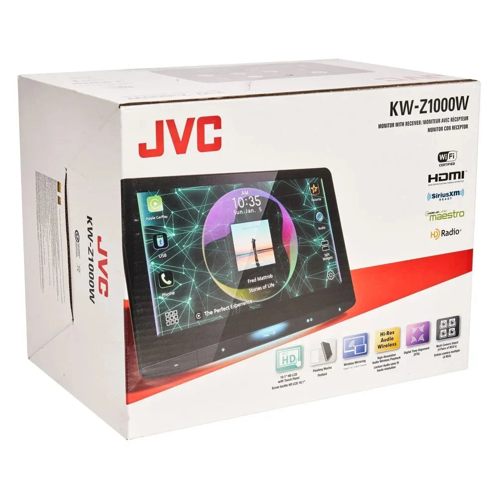 Jvc -Z1000W 10.1"  Floating Digital Multimedia Receiver with Bluetooth Apple CarPlay and Android Auto