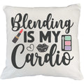 Blending Is My Cardio w/ Eyeshadow Palette, Lips & Red Lipstick Design - Beauty Themed Merch for Makeup Artist or Cosmetologist, Gift for Makeup Lovers, Pillow Cover, White 18X18