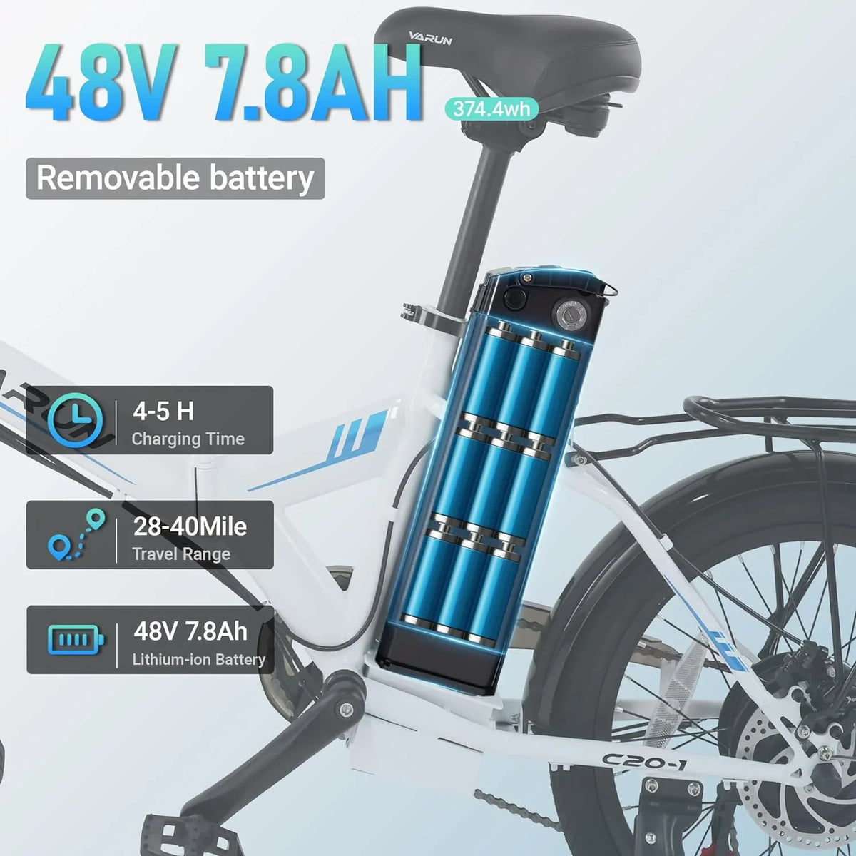 Electric Bike - 500W Folding Ebike with Stylish 20" Wheels, 48V Lithium Battery for 40 Miles Range and 20MPH Speed