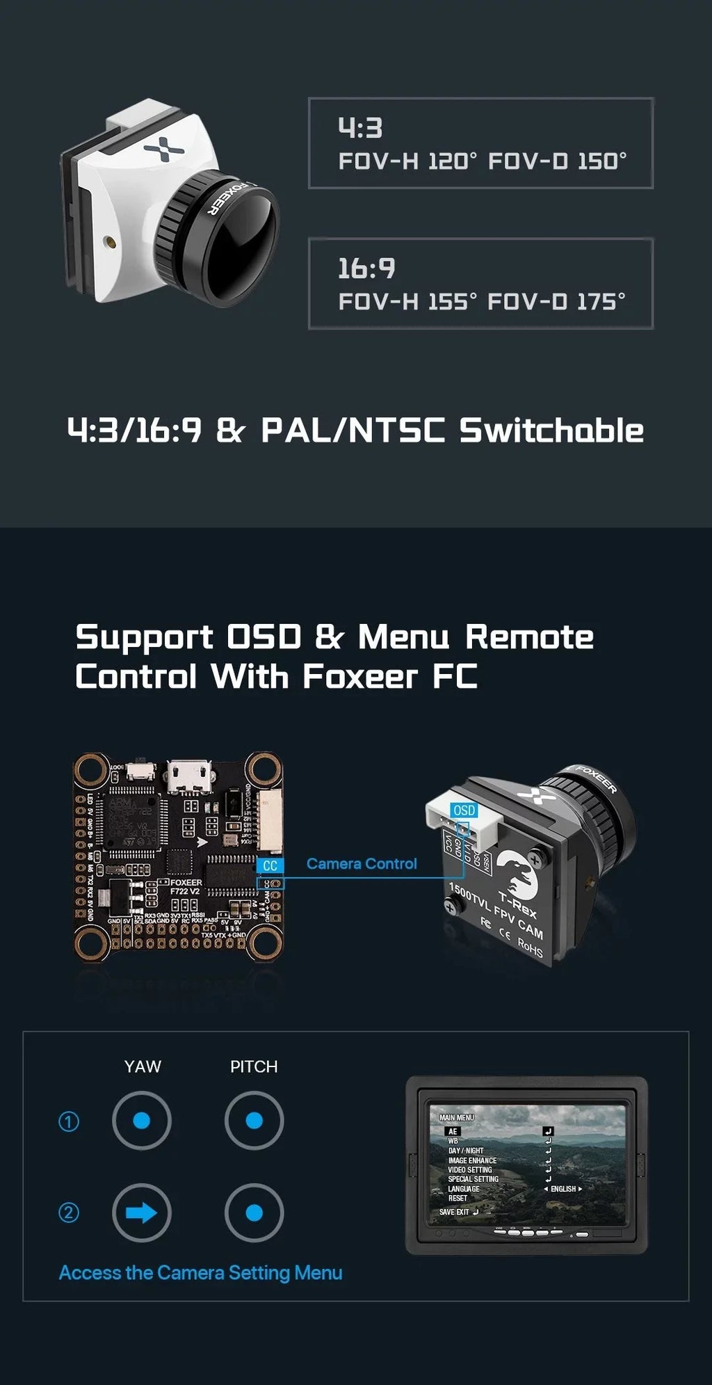 Foxeer T-Rex Micro 1500TVL Low Latency Super   Camera