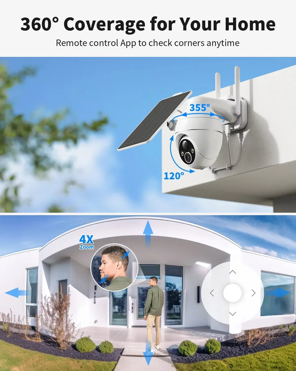 2K Security Cameras Wireless Outdoor with Ultra  Spotlight Color Night Vision, Solar Security Camera Outdoor with  Detection, Pan Tilt, 4X Digital Zoom, 2.4GHZ Wi-Fi, IP65 Waterproof