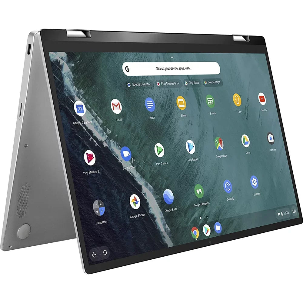 Chromebook Flip C434 2-In-1 Laptop, 14" Full  Touchscreen 4-Way NanoEdge, Intel Core M3-8100Y Processor, 4GB , 64GB eMMC Storage, All-Metal Body, Backlit , Chrome , Silver - (Open Box)