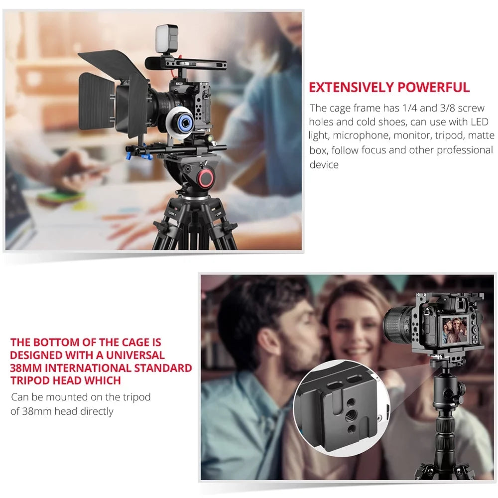 Andoer C15-B Camera Cage +  Handle Kit Aluminum Alloy with Cold Shoe Mount Compatible with Nikon Z6/Z7  Camera