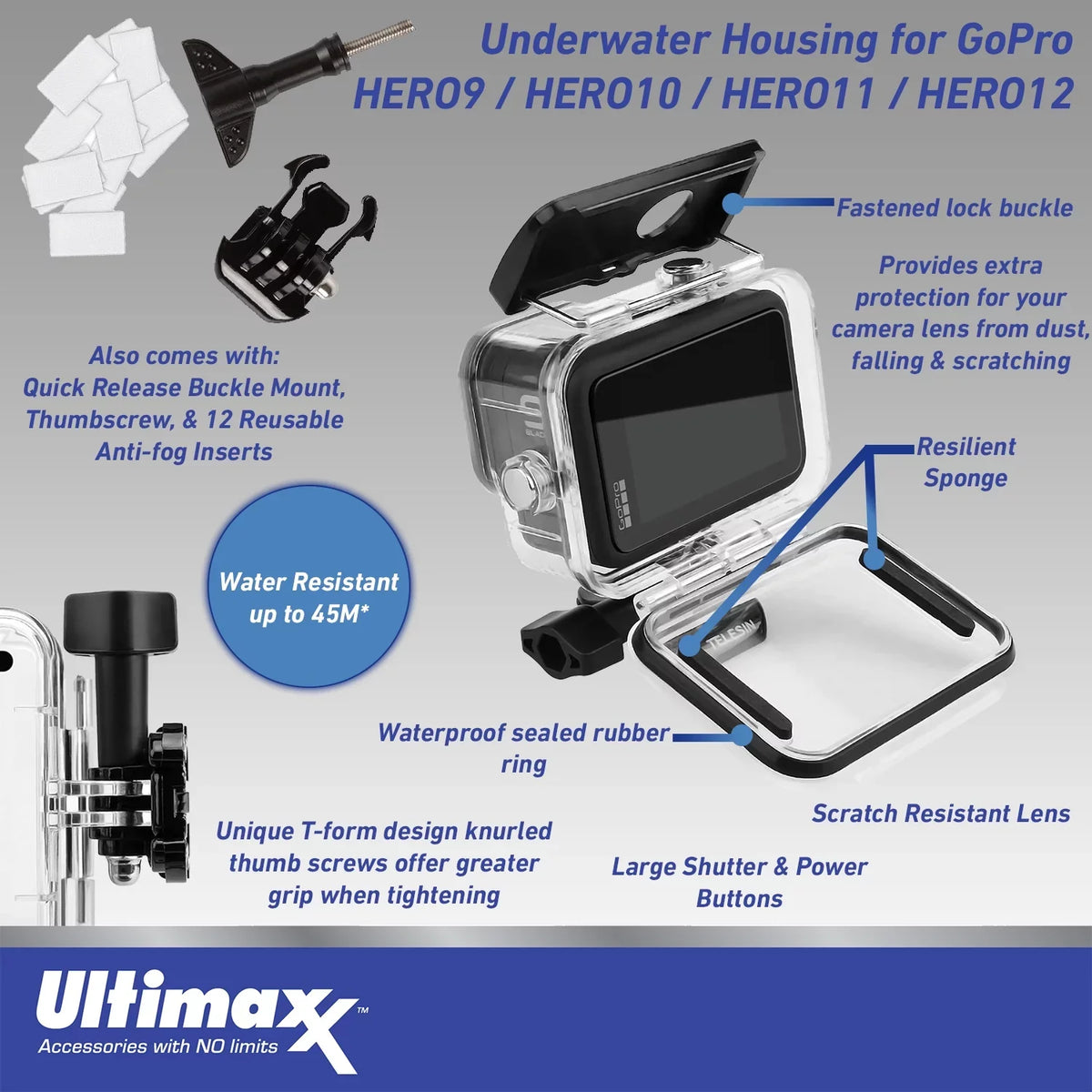 Ultimaxx Premium GoPro Hero 12 Bundle - Includes: 64GB Extreme microSD Memory Card, Replacement Battery, 40M Underwater  Light & Much More (30pc Bundle)