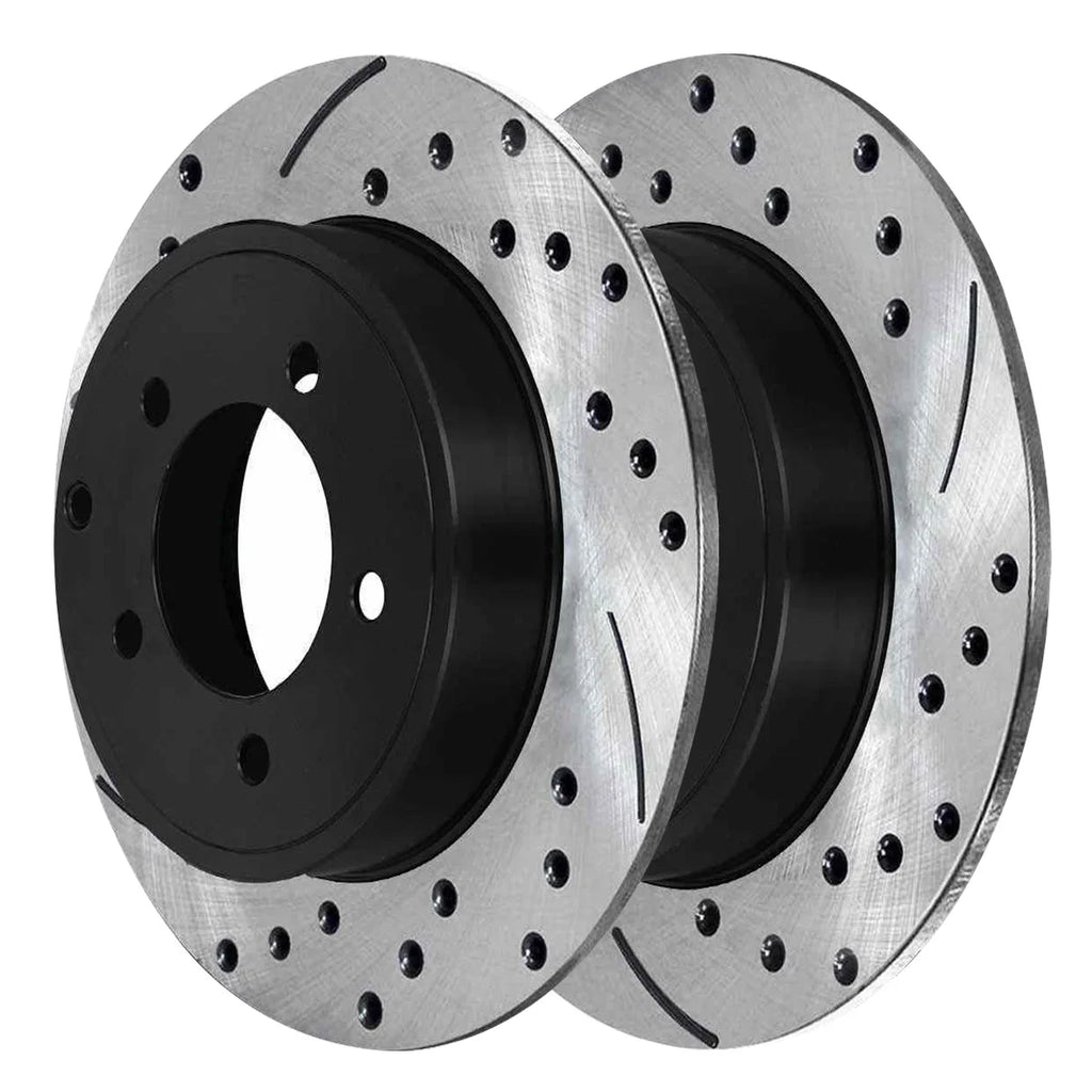 AutoShack Front and Rear Drilled Slotted Brake Rotors Black Set of 4 Replacement for 2012 2013 2014 Chrysler 200 2008-2009 Dodge Caliber 2012-2014 Avenger 2.4L 3.6L V6  BRAKEPKG1085