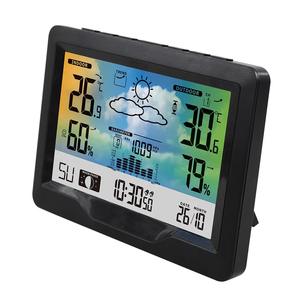 Htovila Clock, Temperature And Station WithWith Alarm Clock And Humidity With Temperature And Humidity Color Screen Weather WithTemperature Moon Phase Sooze Alarm Clock Moon