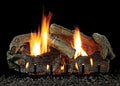 24" Stacked Aged Oak Logset with Manual /V Slope Glaze Burner,