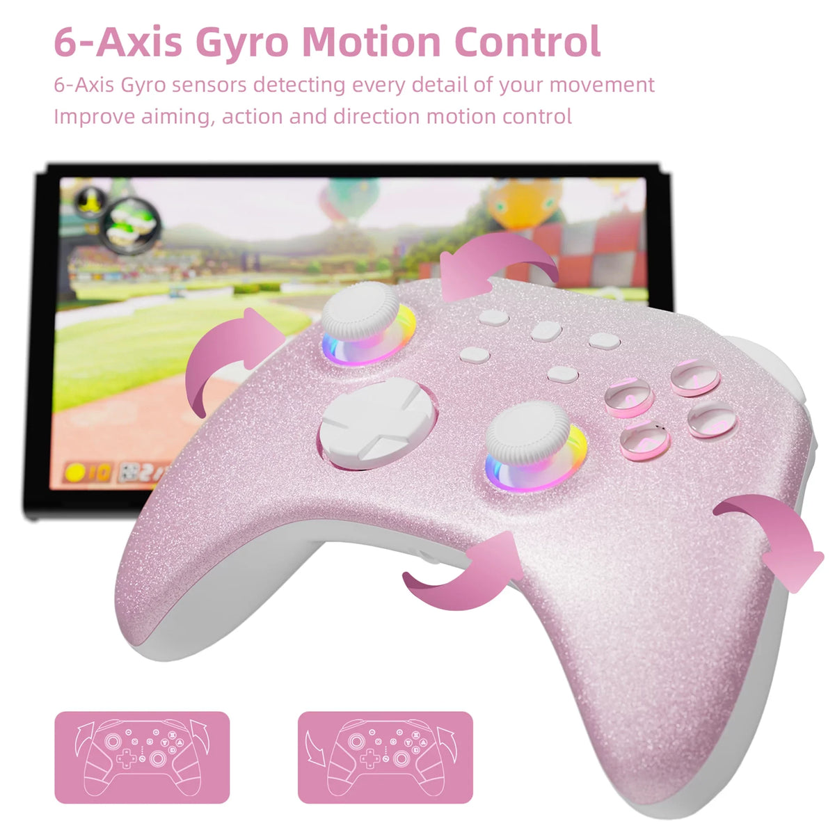 Pokémon Violet Game Disc and Upgraded Switch Pro Controller for Nintendo Switch//Lite, Wireless Switch Remote for //Android/Steam Pink