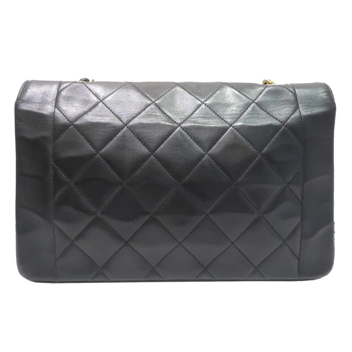 Pre-Owned  Chanel Matelasse Diana Chain Shoulder Bag Black Lambskin Women's Men's (Fair)