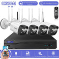 {4pcs 3.0MP Dual Antennas Floodlight}, Two-way audio Home Surveillance Wireless Security Camera System,  8CH  No , IP66 waterproof,  Human Detection