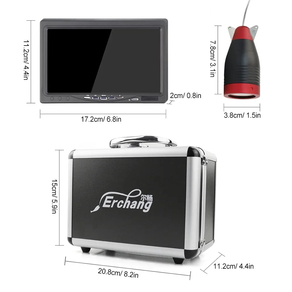 Erchang Underwater Fishing Camera Portable Fish Finder with 7 Inch  for Boat Kayak Lake Sea Fishing - Reliable Fish Tracking, Real-time , -have for Fishing Excursions