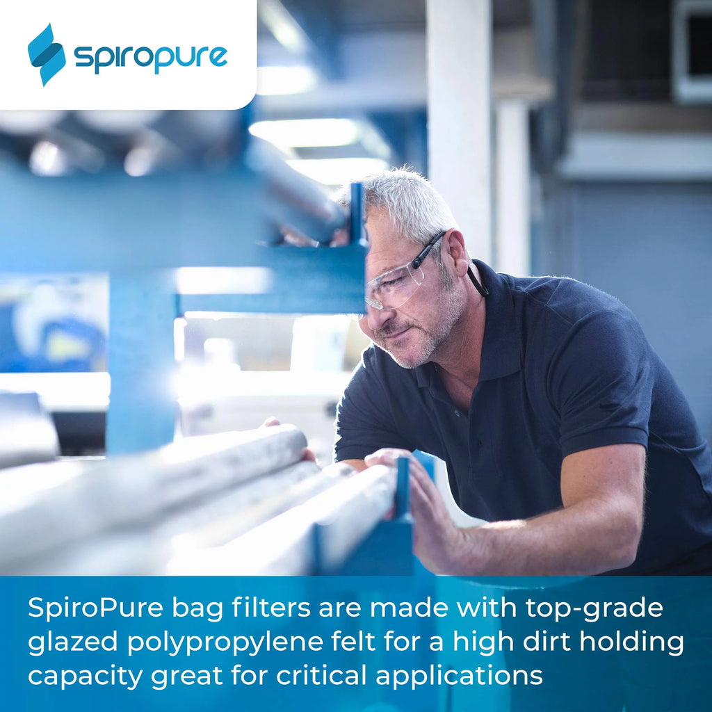 SpiroPure --410-100 100 Micron #3 (10”) Glazed Polypropylene Felt Liquid Bag Filter -410-100 155393-03 (Case of 40)
