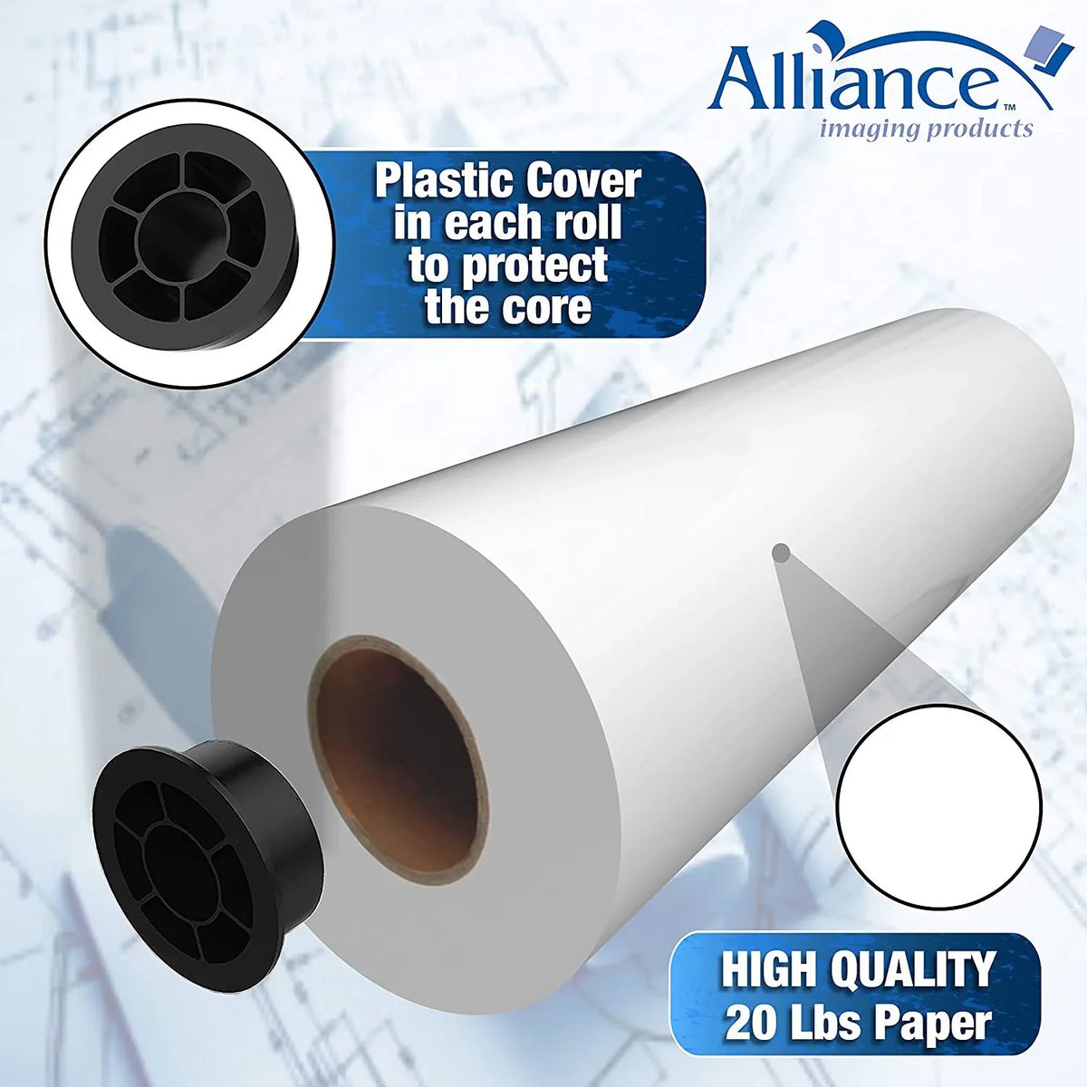 Alliance Wide Format Paper 24" x 150'  Bond 20lb | 92 Bright | 4 Rolls | 2" Core