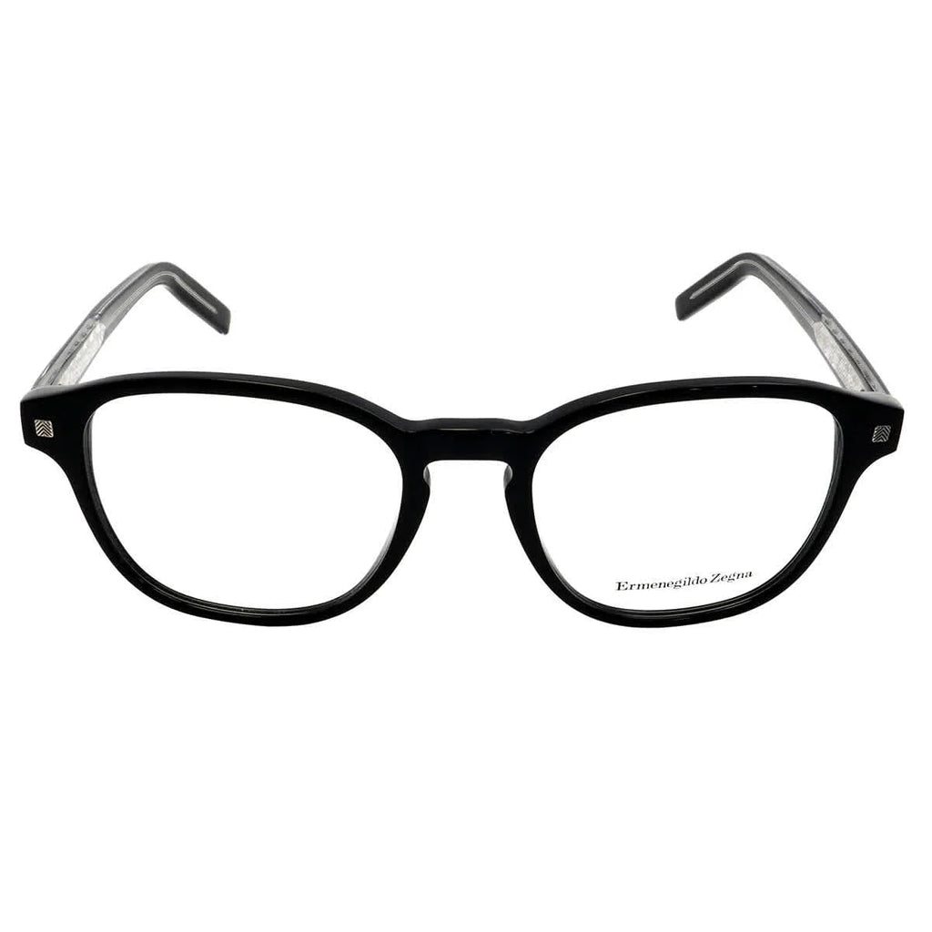 Ermenegildo Zegna EZ5169 Full Rim Round Shiny Black/Shiny Black and Crystal Eyeglasses