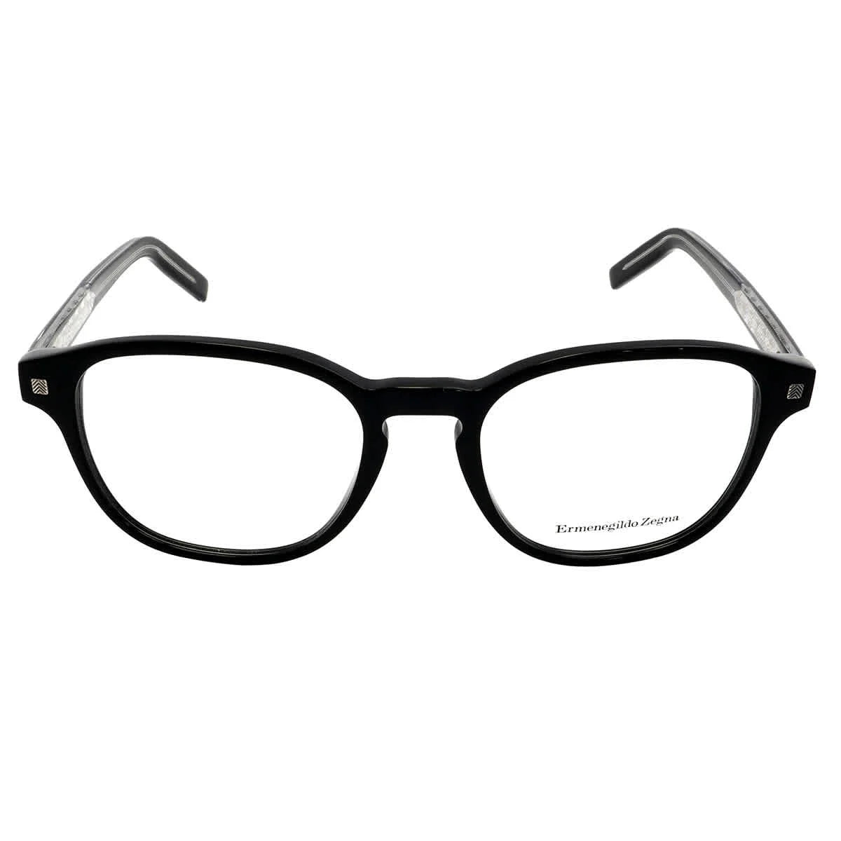 Ermenegildo Zegna EZ5169 Full Rim Round Shiny Black/Shiny Black and Crystal Eyeglasses