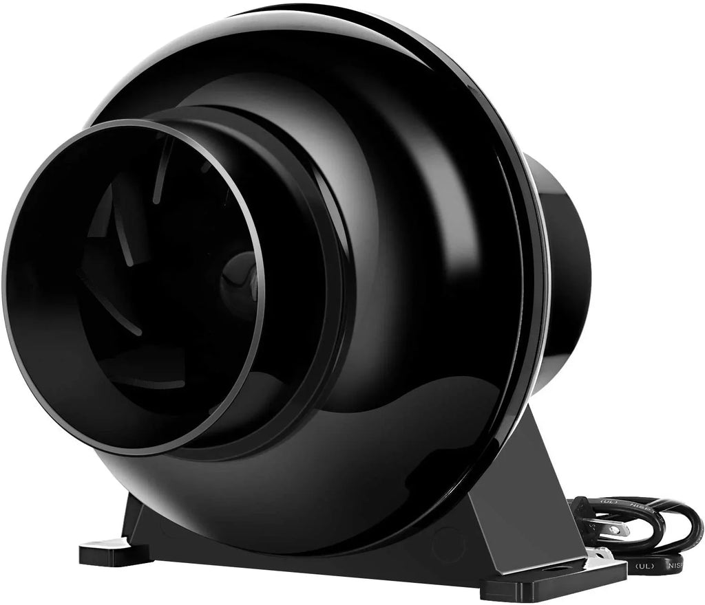 iPower 4 inch 195  Inline Duct Ventilation Fan Air Circulation Vent Blower for Grow Tent, 4" Lite, Black, 1-Pack