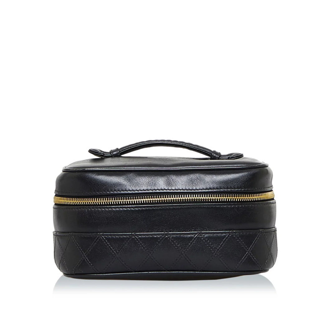 Pre-Owned Chanel Cocomark Bicolore Vanity Bag Handbag Black Lambskin Ladies  (Fair)