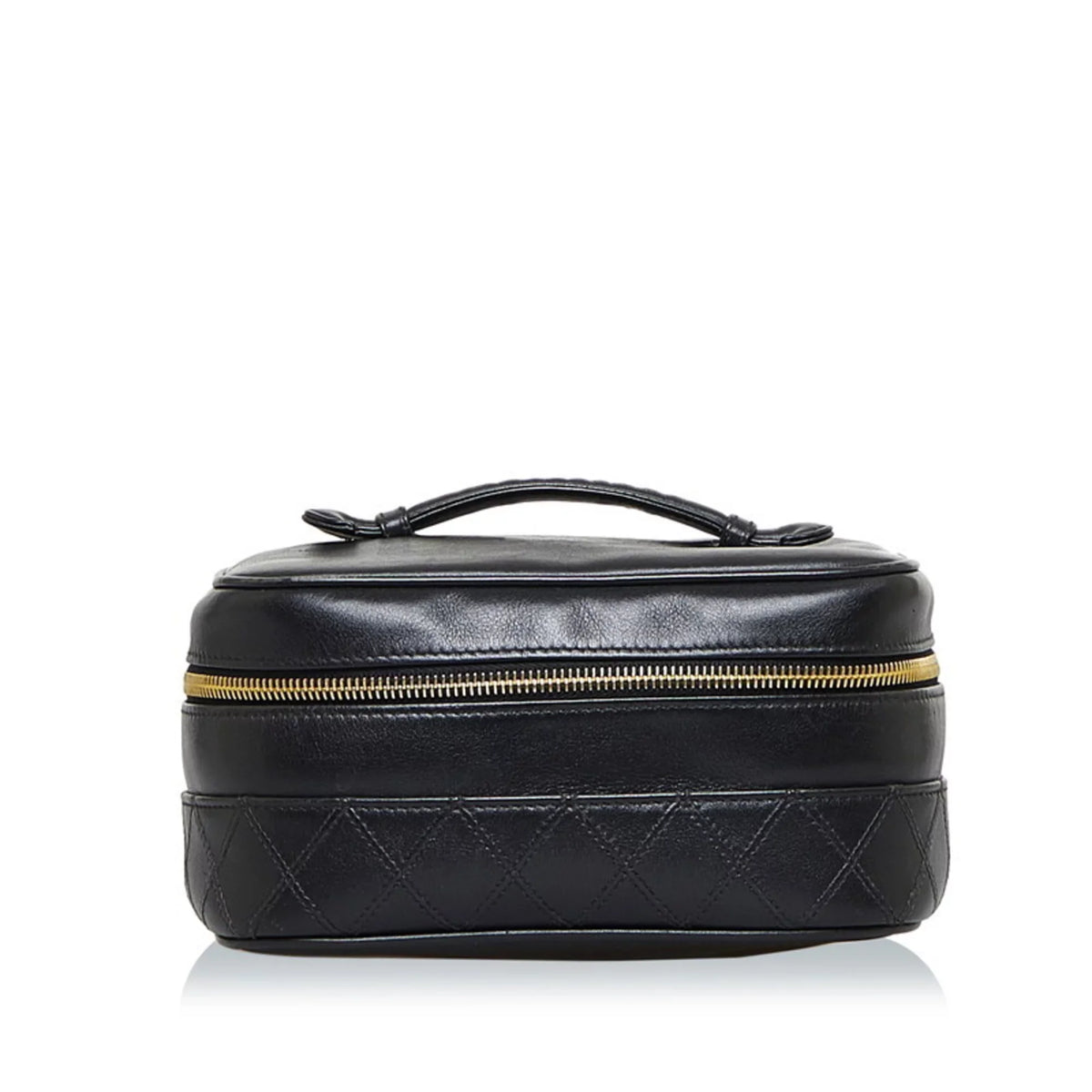 Pre-Owned Chanel Cocomark Bicolore Vanity Bag Handbag Black Lambskin Ladies  (Fair)
