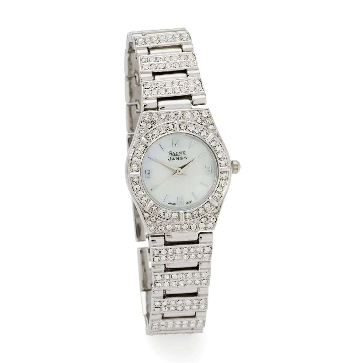 Ross-Simons Saint James Women's 25mm Crystal and Mother-Of-Pearl Watch in Stainless Steel, Women's, Adult