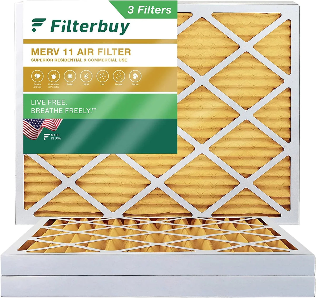 Filterbuy 18x24x2  11 Pleated   Furnace Air Filters (3-Pack)