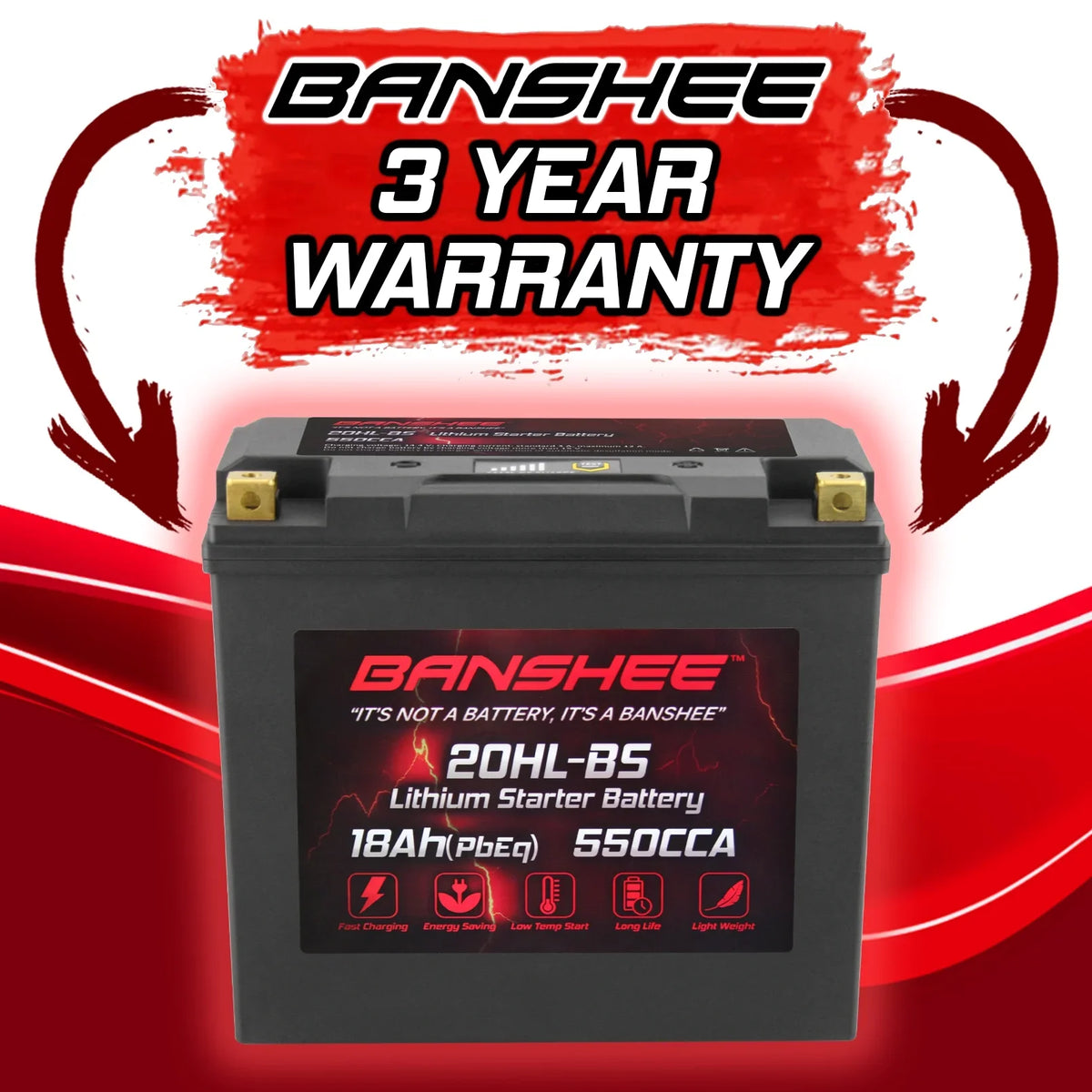 Banshee 20L- LiFePO4 Motorsports Battery Compatible with Sea-Doo Wake 155 2016 to 2018
