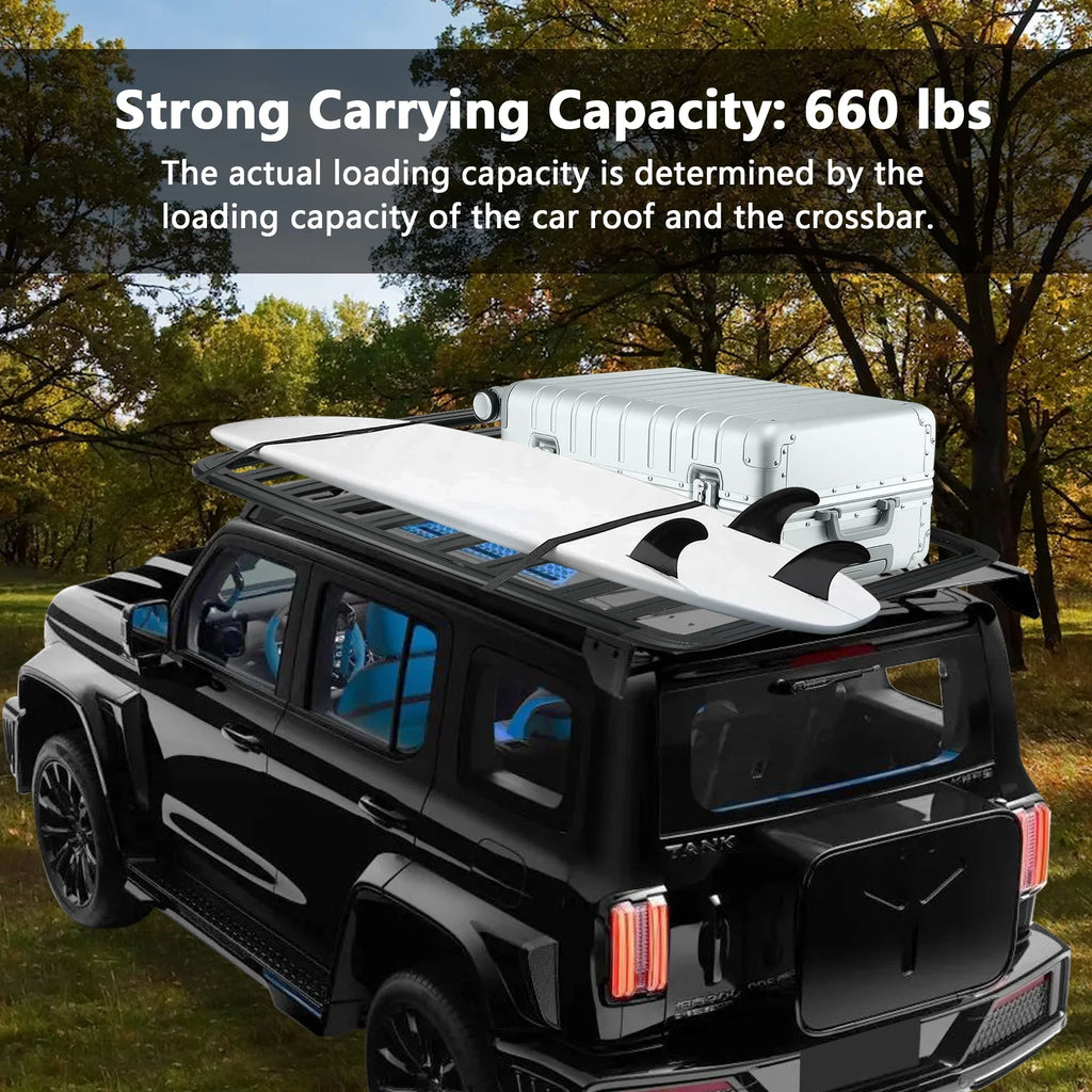 67"x52" Aluminum Car Roof Platform, Universal Rooftop Cargo Carrier System Max 660lbs Load, Black Fits for  Truck Cars