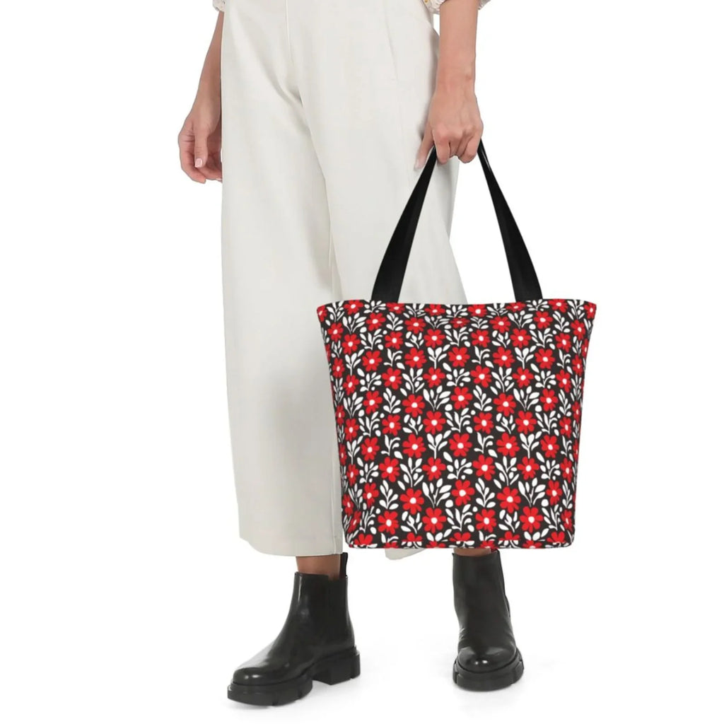 Lukts Red Floral Tote Bag,Shoulder Bag Women'S Hobos Handbags Large Capacity Shopping Bag