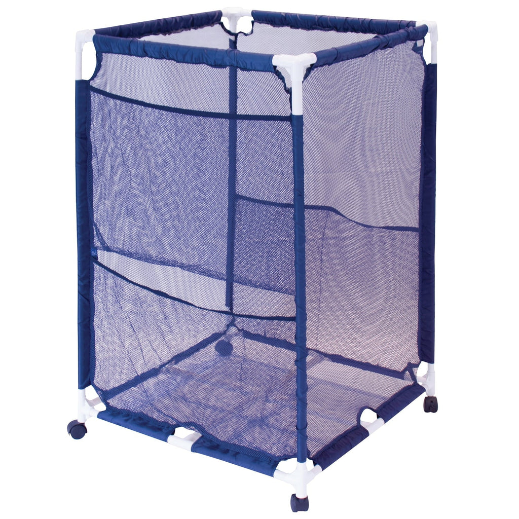 Pool Bins Pool Storage Organizer Mesh Rolling Pool Equipment Bin, Medium, (25.4" W X 25.4" L x 40" H) - Style -M200, Blue, -1513